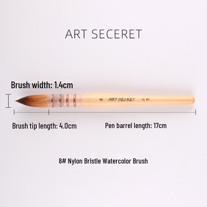 Korean ArtSecret Academy Grade Red Wood Handle Nylon Watercolor Brush 15RT
