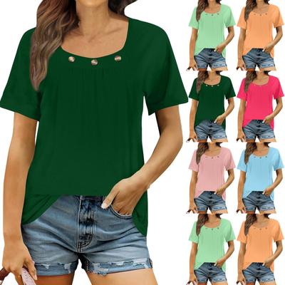 Tee Shirts For Women Casual Square Neck Short Sleeve Shirts Top Pullover Spring And Summer