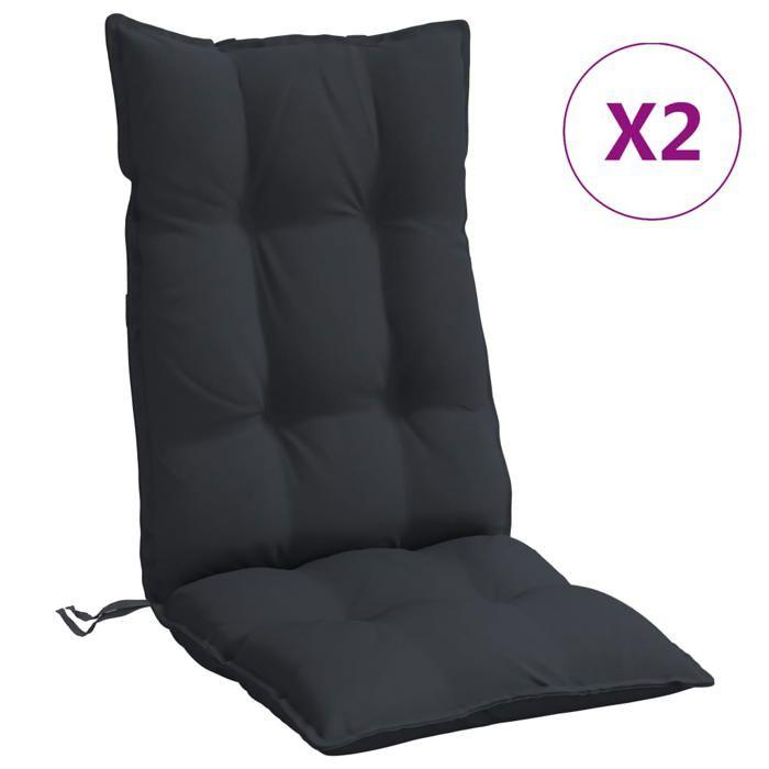 VidaXL Set of 2 High Back Chair Cushions, Waterproof Seat Pad, Non-slip Outdoor Cushion Garden 377623