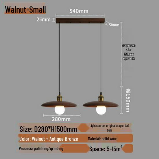 Nordic Retro Solid Wood Chandelier: Homestay, Bedroom, Bedside, Teahouse, Study, Bar Light