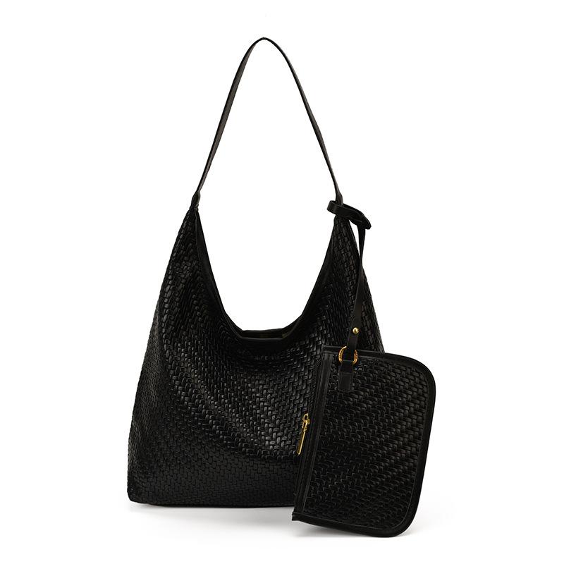 New Casual Retro Large-Capacity Tote Bag Women'S Popular Versatile Foreign-Style Woven Bucket Bag Shoulder Women'S Bag