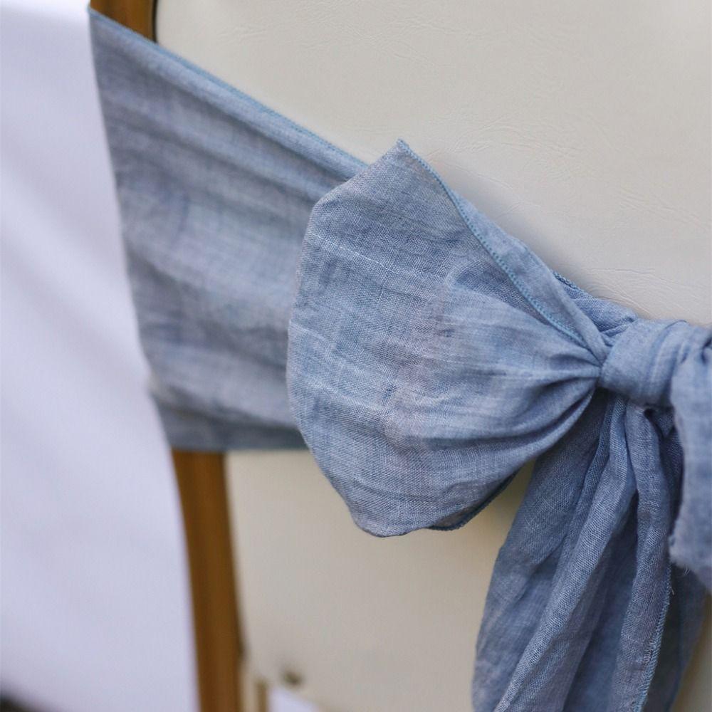 2Pcs Rustic Chair Sashes Cheesecloth Tulle Chair Cover Chair Decorative Bows Wedding Decoration