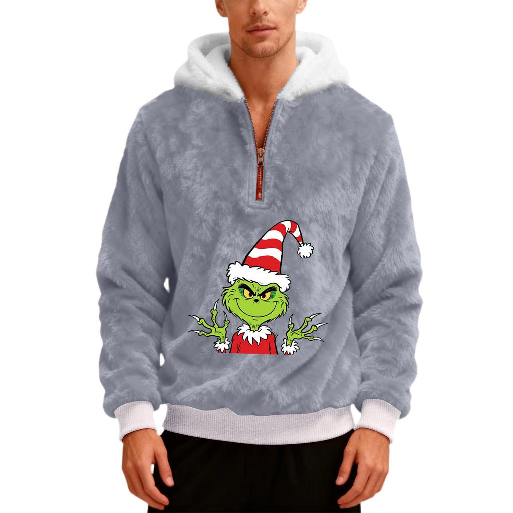 Men's  Plush  Half  Zipper  Hooded Hood  Hoodie