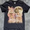 Three Rabbits Full Moon Shirt, Vintage Night Sky Lunar Bunny Top
