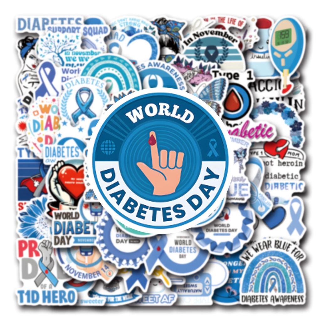 50 World Diabetes Day Graffiti Stickers for Cars, Luggage, and Cups