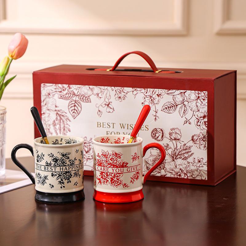 Mug Couple Cup Set Ceramic Cup Mouthwash Cup Household Gift Box Wedding Souvenir Gift Wedding