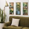 Artificial Green Plant Potted Plant Three-panel Painting, Background Beautification and Decorative Wall Stickers for Living Room and Dining Room