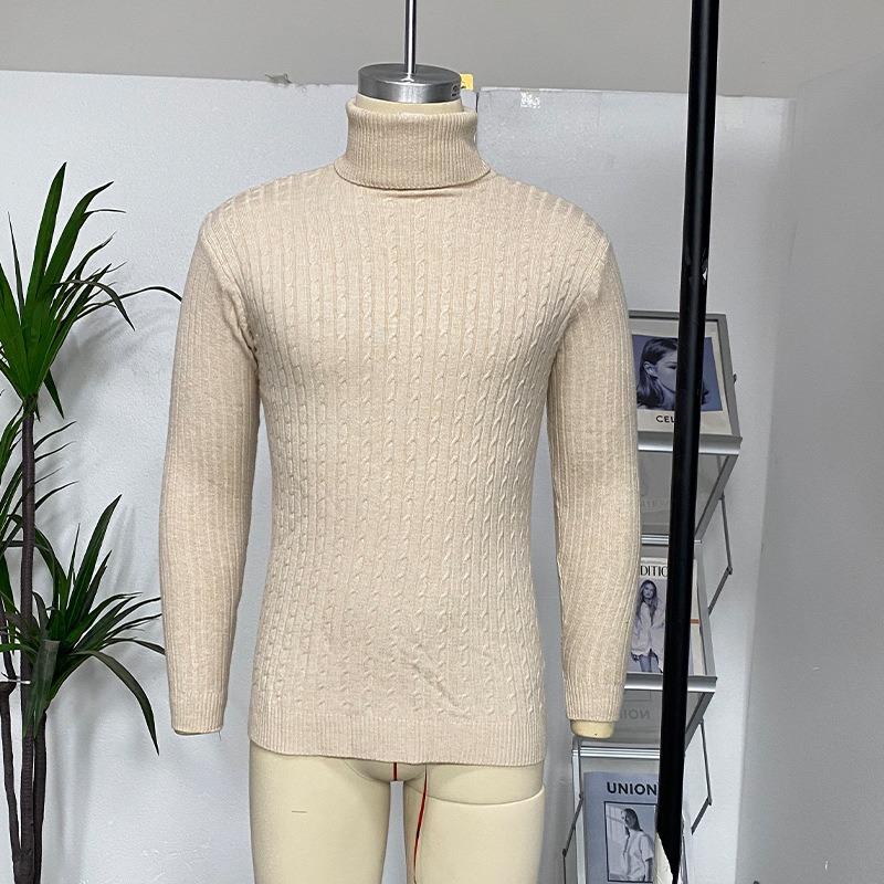 Men S Slim Fit High Neck Pullover Knit Sweater