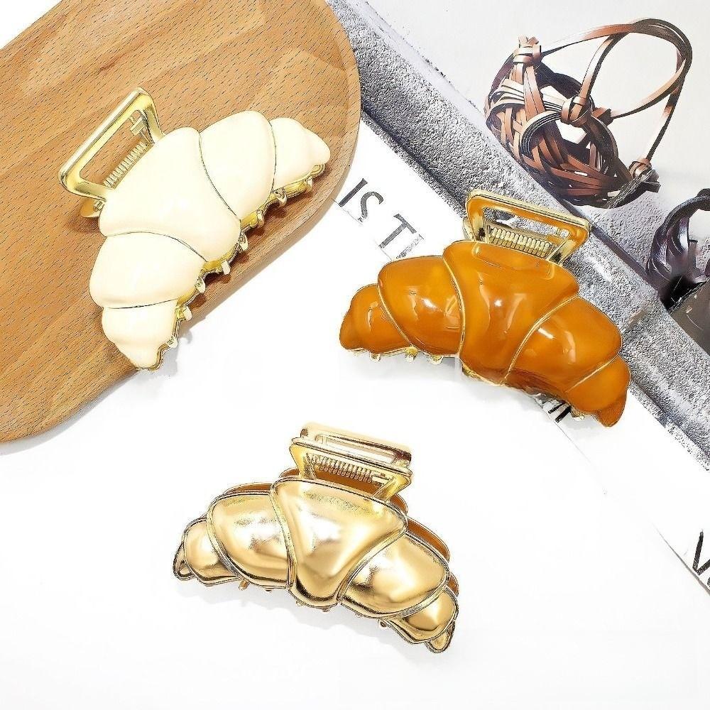 Hairpin Croissant  Hair Grab Hair Clip Metal Shark Clip Sweet Cute Bread Hair Claw  Female
