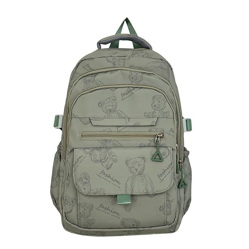 School bag girls junior high school print bear design backpack 2025 new outdoor sports backpack fashion travel bag