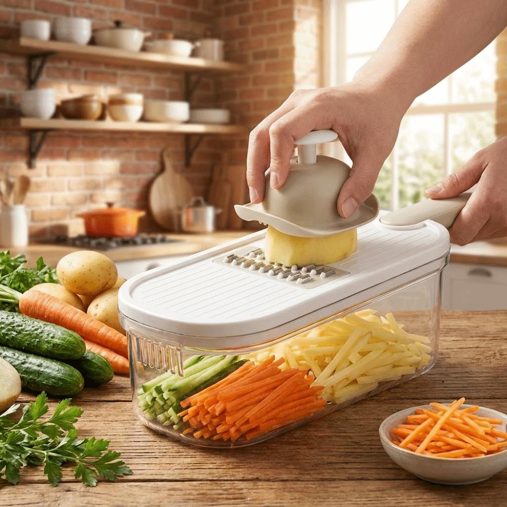 Effortless Kitchen Julienne Slicer Handheld Food Processor Space Saving Vegetable Cutter  Shredding