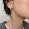 925 silver needle simple gray pearl stud earrings niche geometric curved beads