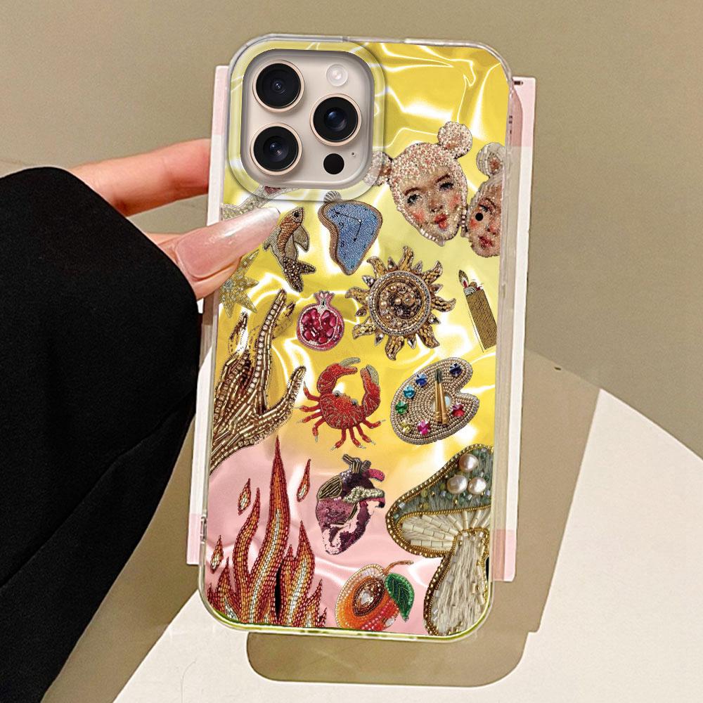 Retro Purple Face Sun Stars Phone Case for iphone 16 15 14 7 8 Plus 13 11 12 Pro Max X XS XR SE 2022 16e Back Women Girls Cover