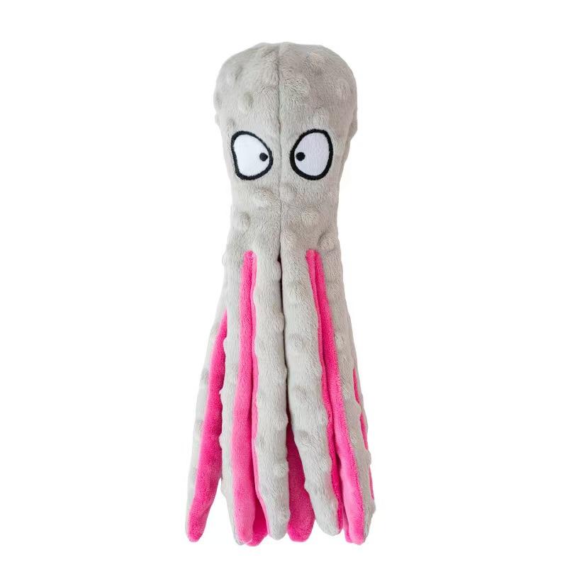 No Stuffing Plush Octopus Dog Toy Soft Teething Chew Toy Interactive Training Puppy Supplies for Small Medium Dogs