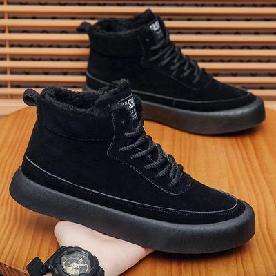 Men's High-Top Cotton Snow Boots - Winter 2025, Thick-Soled, Height-Boosting, Cozy Velvet-Lined, Warm Casual Sneakers In Plus Sizes.