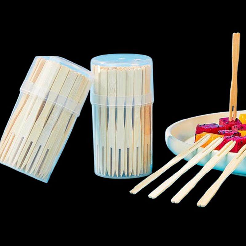 YOUAO Disposable Thickened Bamboo Fruit Forks (200 Pcs)