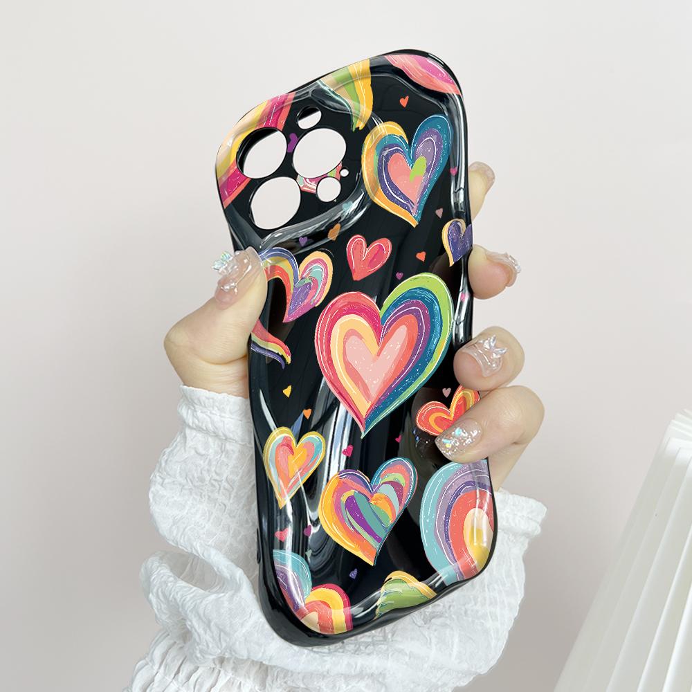 Carcasă cu textura cremă cu model de desene animate, cu margine ondulată, husă din silicon moale pentru telefon pentru OPPO Reno Realme OnePlus Vivo