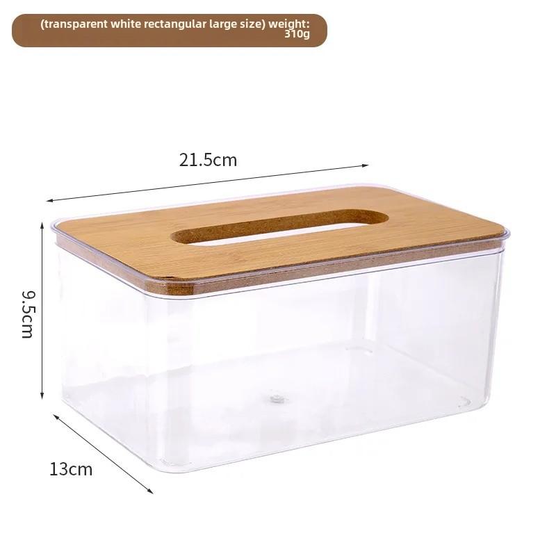 Nordic Simple Creative Bamboo Wooden Covered Tissue Box Home Living Room Tea Table Paper Box Transparent Restaurant El Storag