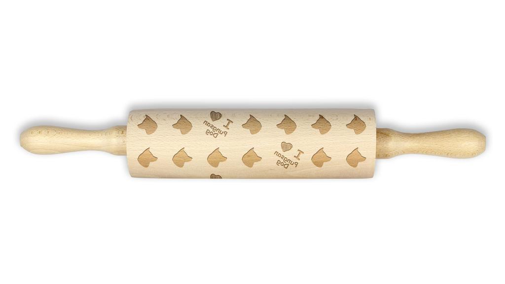 Pungsan dog, Korean Phungsan- patterned rolling pin with a dog, rolling pin for dough and ceramics, a gift for a pastry chef from the Art-Dog brand –
