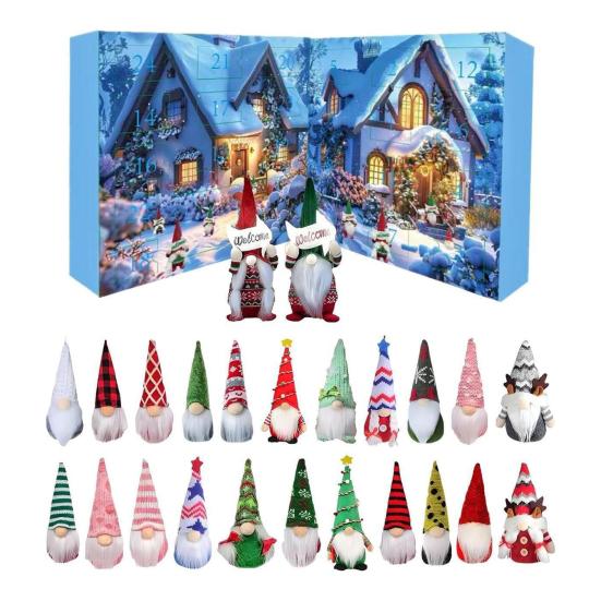 2025 Gnomes Advent Calendar 24 Days Christmas Countdown Calendar with 24 Pcs Collectible Figures Dwarf Ornaments for Holiday Decor