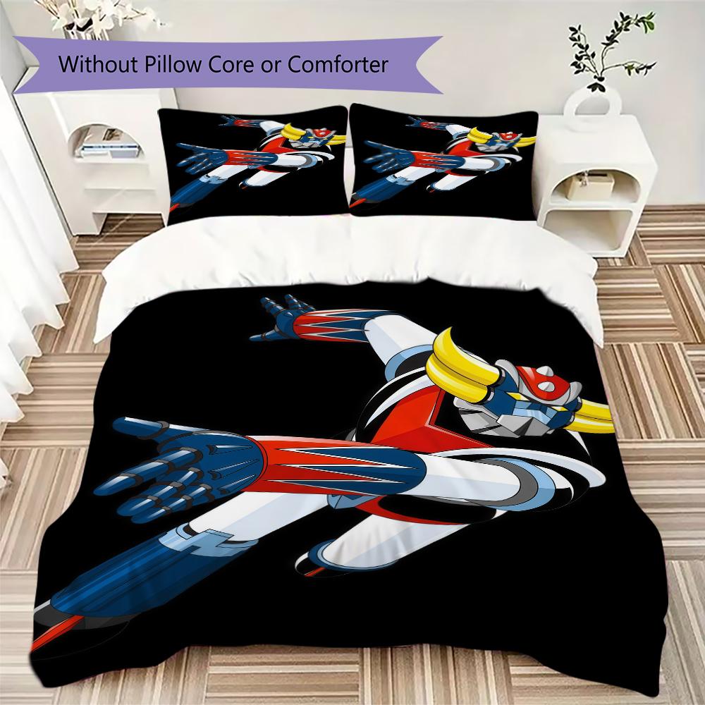 Grendizer Goldorak Pattern Bedding,Quilt Set Quilt Cover Pillowcase Home Birthday Gift(1 * duvet cover + 2 * pillowcase, without core)_lx