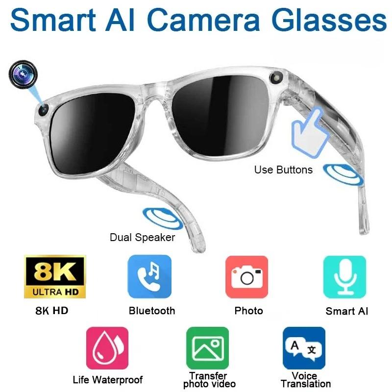 Intelligente 8K KI-Brille mit 100W Kamera Chat Gpt Touch Outdoor Sport Sonnenbrille Bluetooth Anrufe Musikplayer Bildstabilisierung für Männer Frauen Geschenk