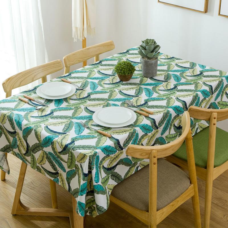 Cotton Thickened Reactive Printing Canvas Feather Leaf Coffee Table Tablecloth Table Cloth