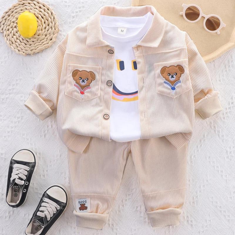 Cute Bear Spring Autumn Long Sleeve Kids Clothes Pants Suits Toddler Children Sportswear Casual Kids Outfits