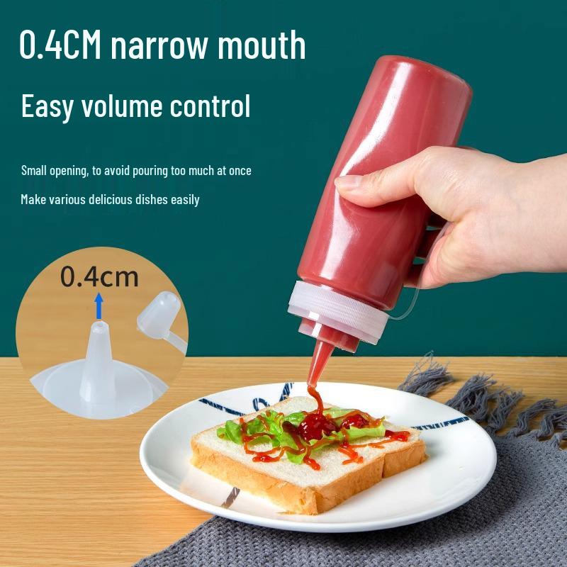 Set aus 3 transparenten Quetschflaschen mit spitzer Öffnung für Ketchup, Honig, Sahne, Salatdressing und Austernsauce.