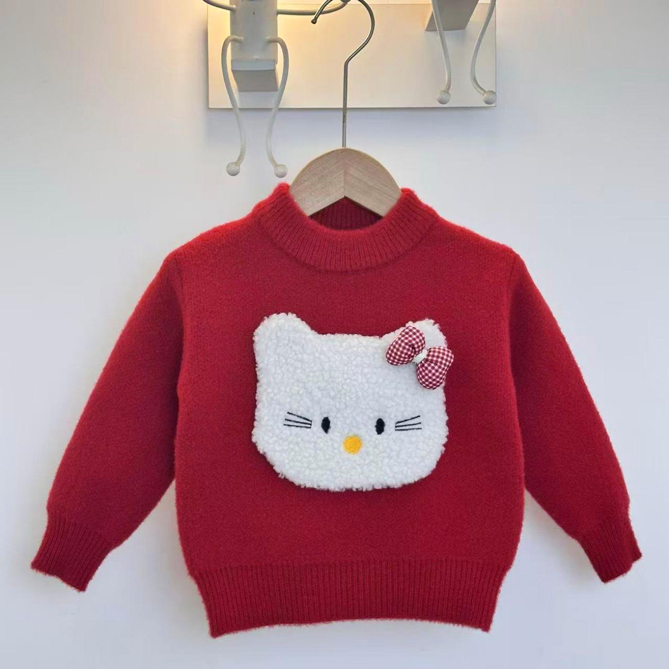 Children s Wine Red Festive Knitwear for Autumn/Winter - Stylish Outfit for Visiting Relatives and Friends 90cm