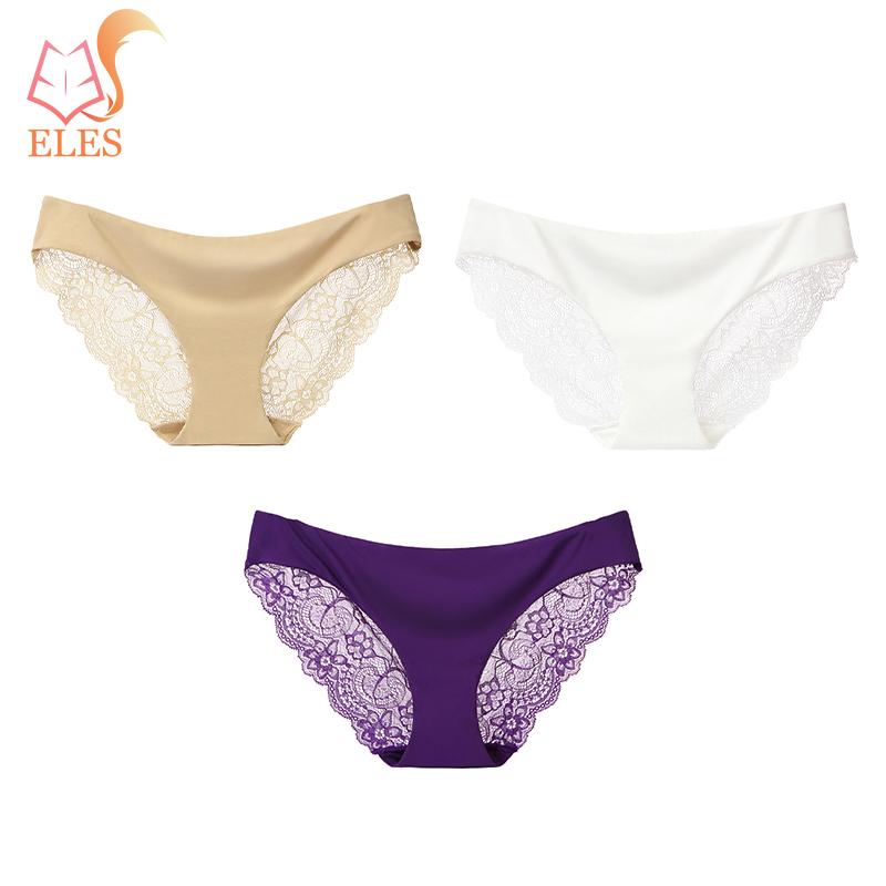 3PCS Women's Sexy Lace Panties Seamless Cotton Crotch Breathable Low-Rise Lingerie Underwear Comfortable Underpants