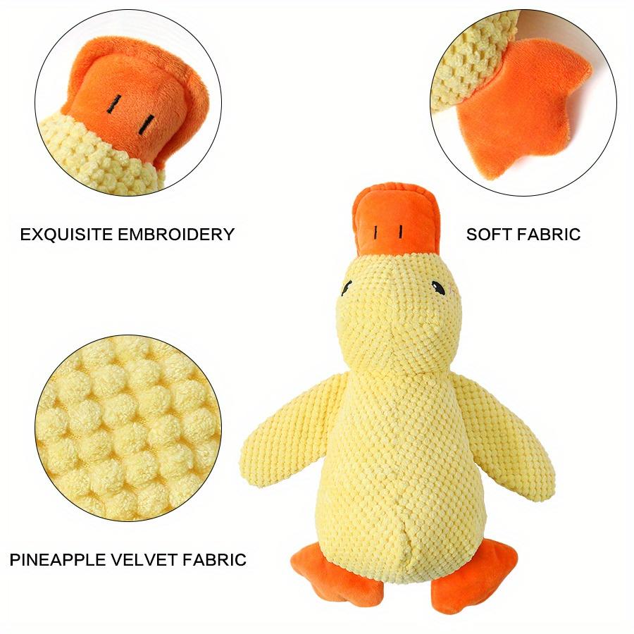 [Chew-Resistant Duck Toy] Chew-Resistant Interactive Yellow Duck Doll with Squeaking Sound | 3 Colors, Bite-Type Plush Toy for Cats&Dogs-Pet Supplies