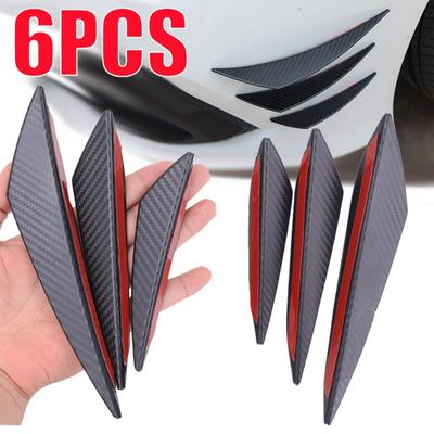6 peças tiras anticolisão universal para para-choque decoração de lábio difusor divisor barbatana para para-choque de carro viga de borracha spoiler modificação de carro
