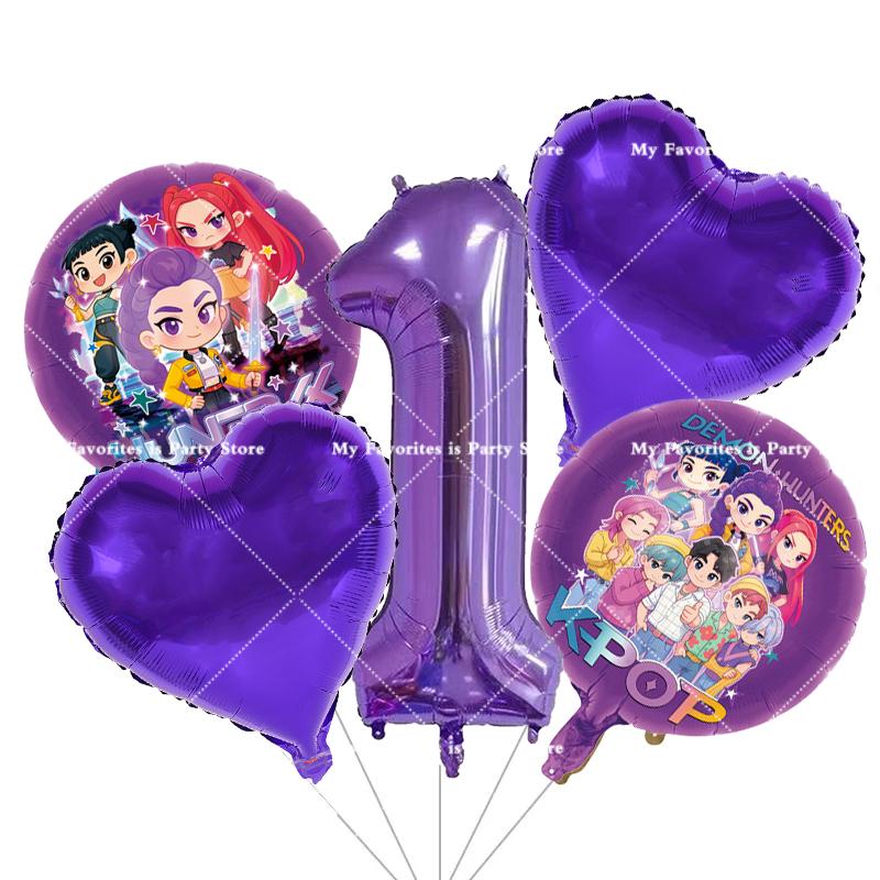 Kpop Demon Hunters Children Birthday Party Decoration Ball Number Digit 1-10 Balloon Set Baby Shower Supplies Gift Toy s Round Sensory Compression