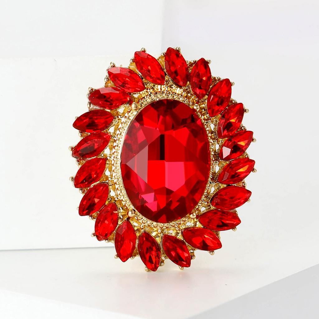 Broche Oval de Cristal con Girasol para Mujer Unisex Pines de Solapa Fiesta de Oficina Regalos para Amigos Accesorios