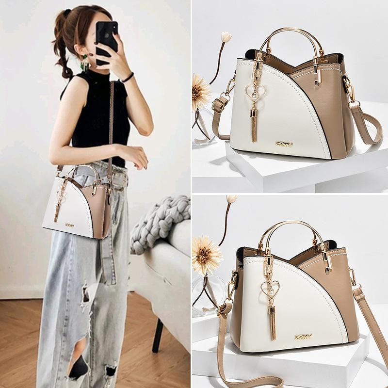 Women's Patchwork PU Leather Handbag Fashion Elegant Shoulder Messenger Office Work Bag Ladies Luxury Female Fashion Accessory
