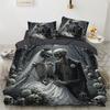 Skull Rose Duvet Cover Set, Gothic Skeleton Bedding Set, Soft Microfiber Quilt Cover Pillowcase, King Queen Size