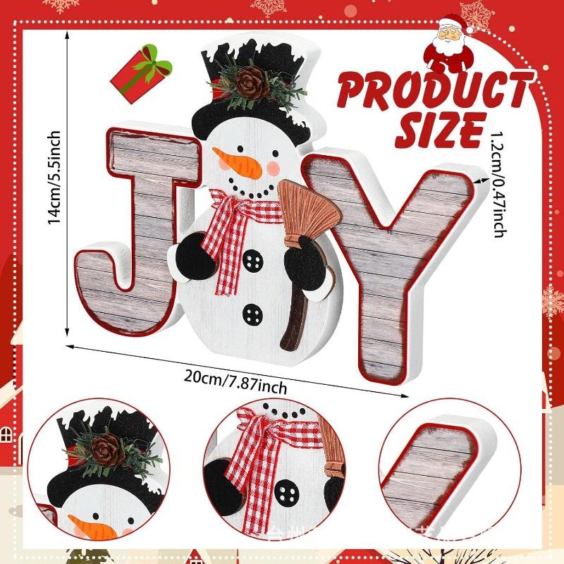 Snowman christmas decoration wooden building block christmas table decoration table center decoration layered tray decoration ornament