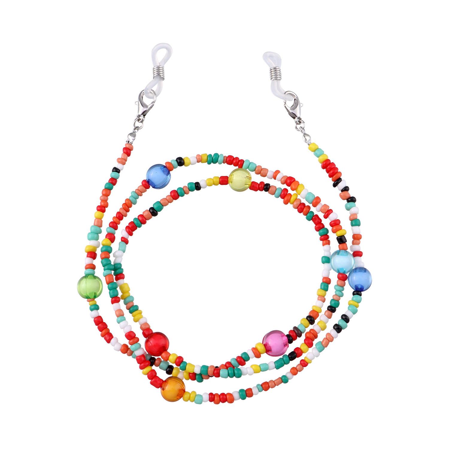 Simple color acrylic round bead glasses chain, new rice bead anti-lost lanyard