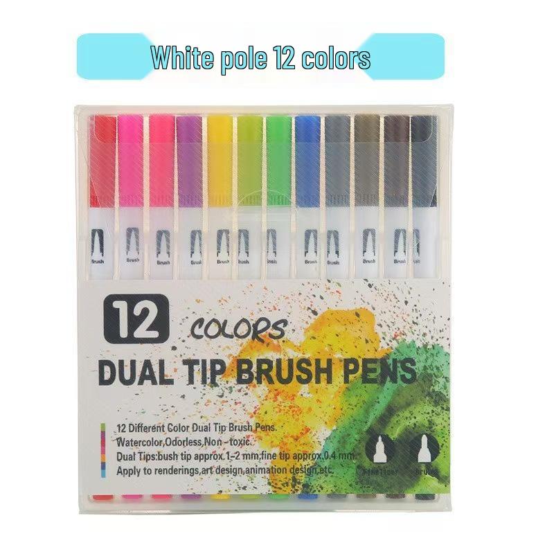 Washable Water-based Double-headed Watercolor Pens for Children - Soft-tip Markers and Brush Set