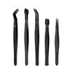 2/3/5Pcs Tweezers With Rubber Tips Stamp Clip False Eyelash Tweezers Rubber Pvc Flat Tip Bent Tip Tweezers Clamping Tool