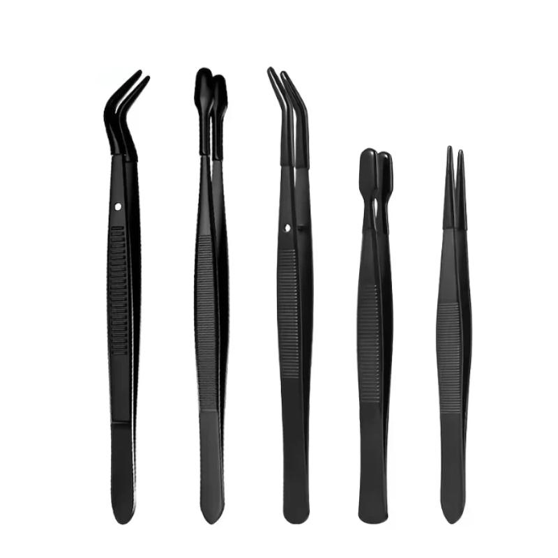 2/3/5Pcs Tweezers With Rubber Tips Stamp Clip False Eyelash Tweezers Rubber Pvc Flat Tip Bent Tip Tweezers Clamping Tool