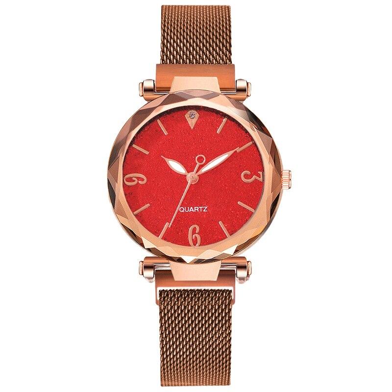 

Reloj Mujer Luxury Fashion Women Bracelet Quartz Watch Simple Ladies Rose Gold Mesh Belt Magnetic Watch Relogio Feminino