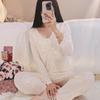 Modal Women's One-Piece Pajama Set with Built-In Bra - Long Sleeve, High-End, Home & Outdoor Wear for Spring & Autumn