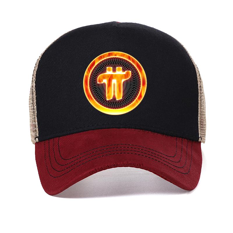 

Vintage Pi Men hat Cotton summer Mesh breathable trucker hat Algebra Math Teacher hat Snapback gorras Adjustable красный