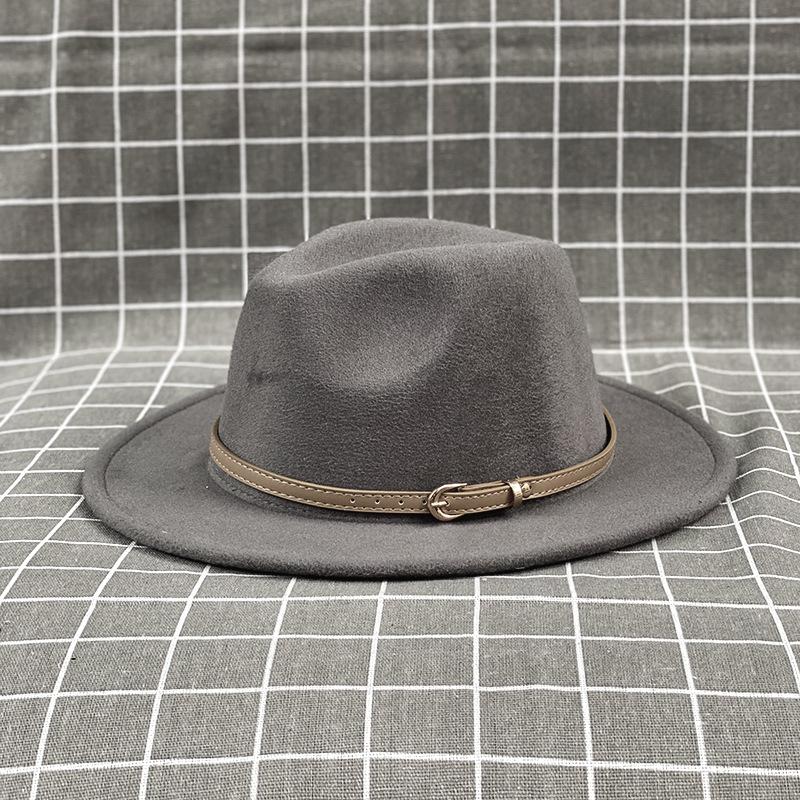 Large British Style Men'S And Women'S Retro Jazz Woolen Hat Wide-Brimmed Hat Big Head Circumference Top Hat Woolen Hat Felt