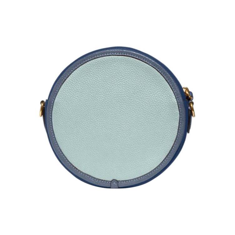 New COACH Kia Cow Leather Small Round Bag Shoulder Bag Crossbody Bag Small Size Women's Lake Water Blue & Multicolor CA098-B4MVX