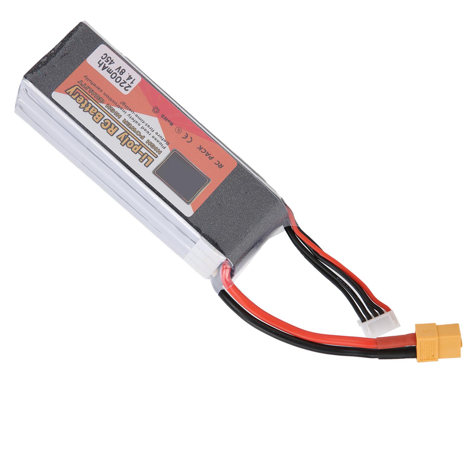

4S Lipo Battery 14.8V 2200mAh 45C XT60 Plug Large Capacity Battery for Remote Control Car