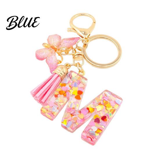 Gift Keychain Pendant Pink Series Pendant Sequins Heart Initial Letter Charm Key Chain