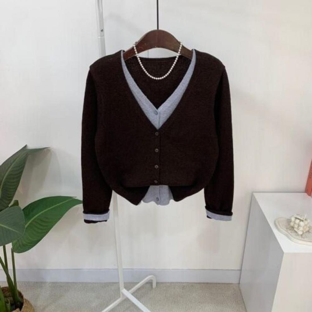 C S In The Room Women Doie Layered V neCk Long SleeVe Knit Cardigan 3Color